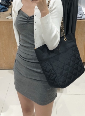 PP自制/网红同款尼龙斜挎包韩国ins菱格链条包女百搭气质手提包女