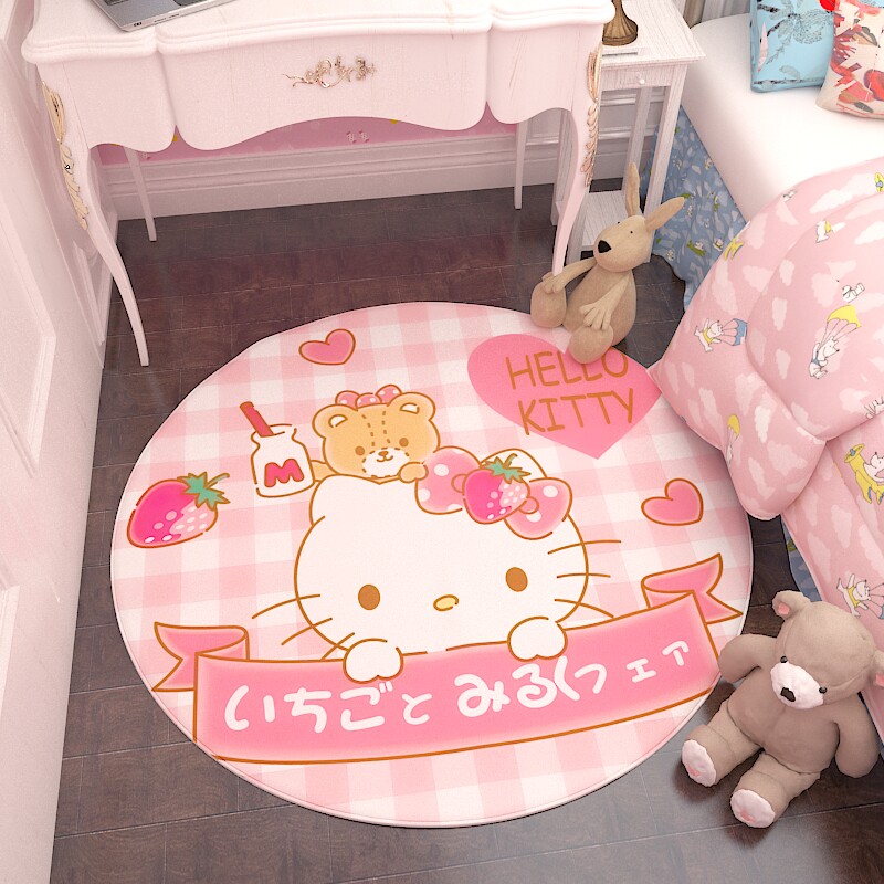 HelloKitty地毯可爱儿童卡通动漫公主少女粉色卧室床边电脑椅垫子