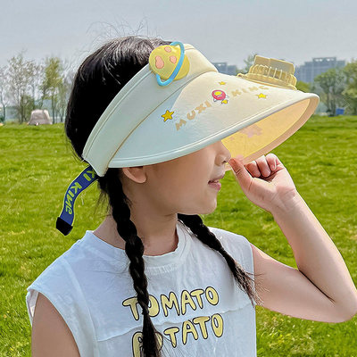 带风扇的帽子女夏天防晒空顶帽户外骑车遮全脸遮阳帽可充电太阳帽