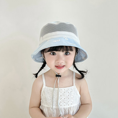 宝宝帽子遮阳盆帽夏季薄款男童女童可爱帽子儿童防晒网眼渔夫帽潮