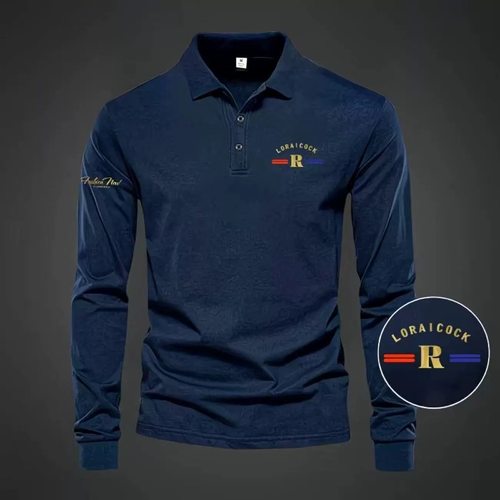 2025年法国高端商务POLO衫公鸡印花长袖t恤吸湿排汗透气中青年秋