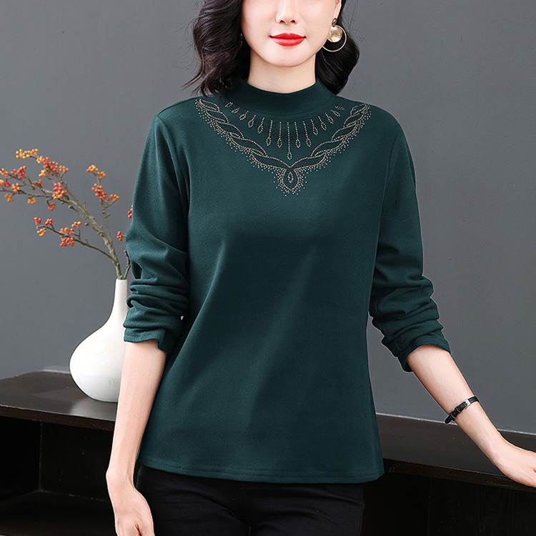 烫钻打底衫圆领长袖上衣