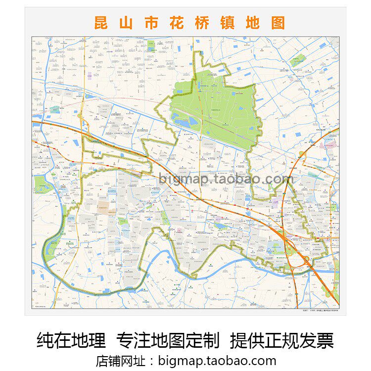 昆山市花桥镇地图2022版 定制苏州各区县市区道路区域划分贴图
