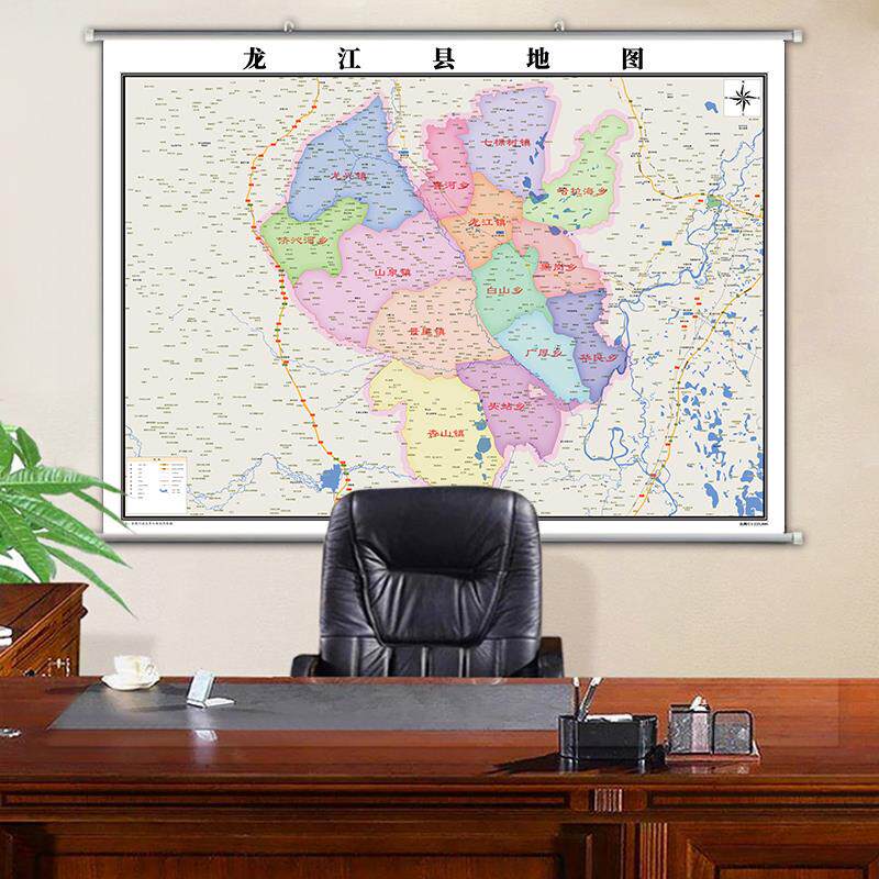 龙江县地图行政交通地形带框城区街道办公室行政区划定制