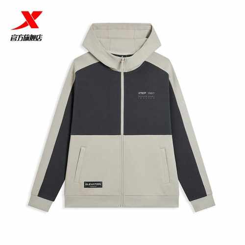 针织2024秋季新款连帽外套特步