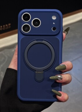 适用苹果17新款手机壳橙色果冻支架iphone17promax软边防摔16pro全包硬壳pc保护套15PM创意小众17PM