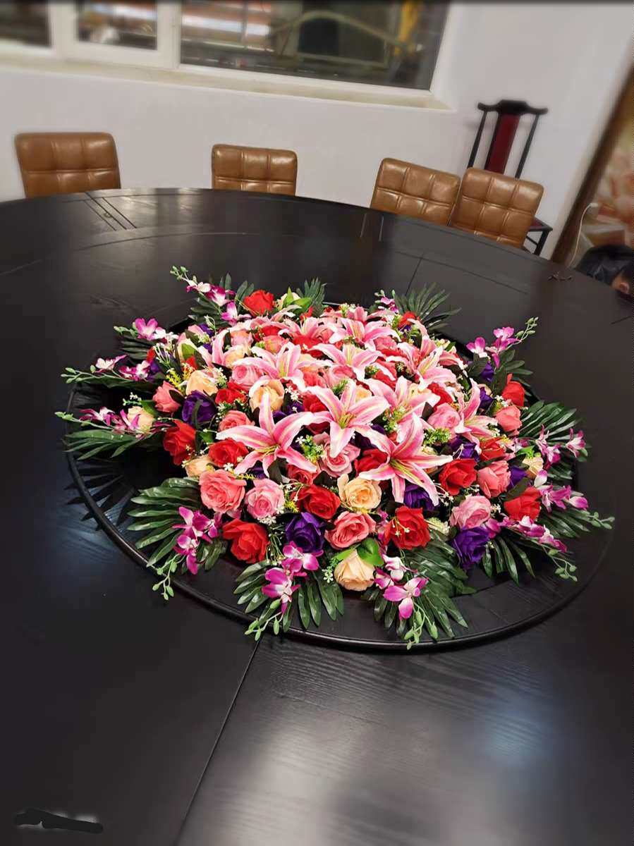 酒店摆花假花装饰花转盘仿真花