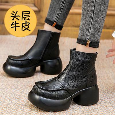 真皮软皮短靴秋冬加绒