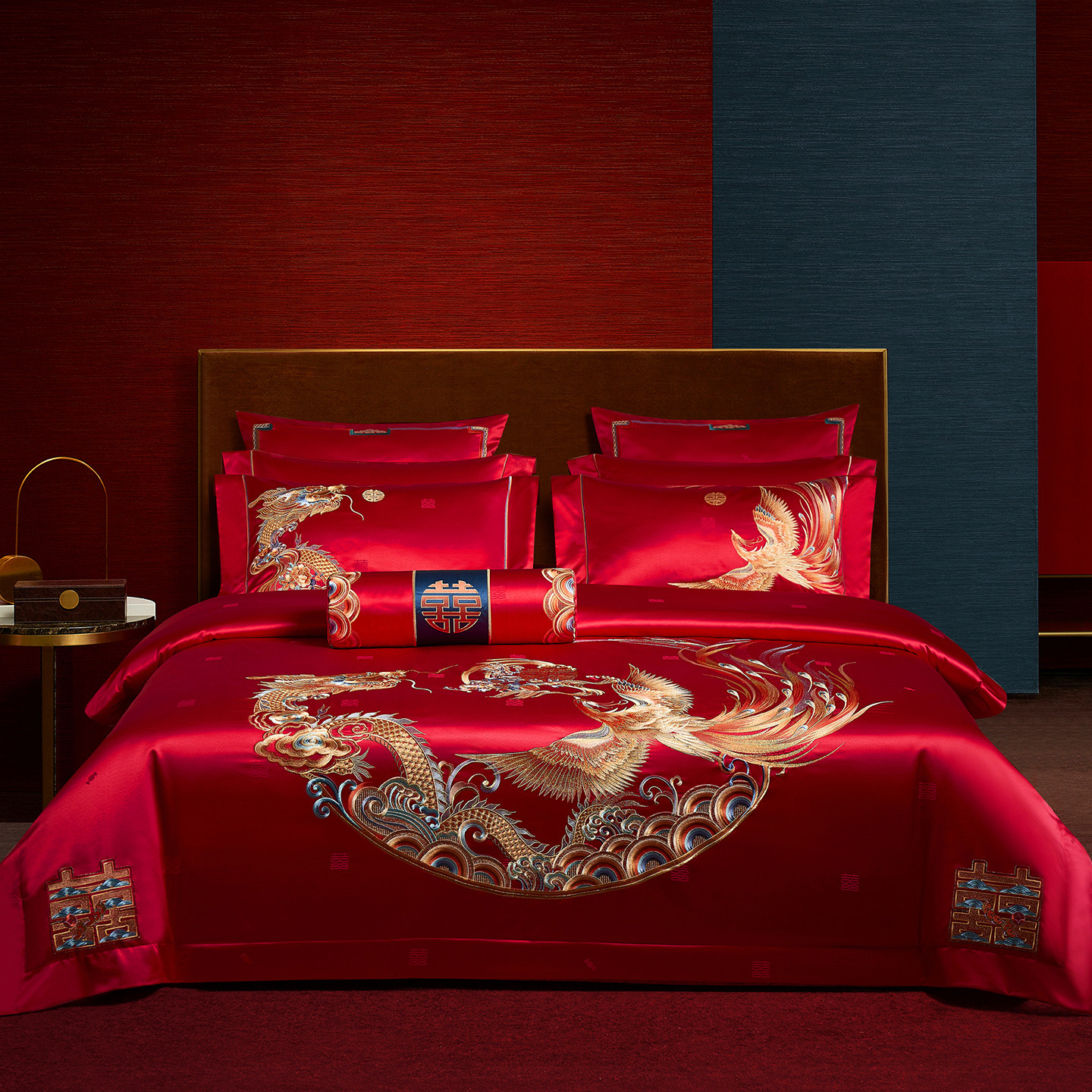 思辰婚庆龙凤四件套大红色真丝棉新婚礼高级感结婚全棉十件套喜被