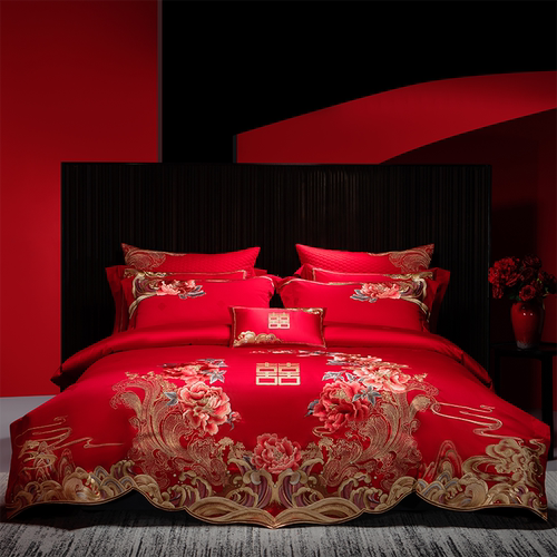 思辰结婚四件套大红全棉纯棉喜被