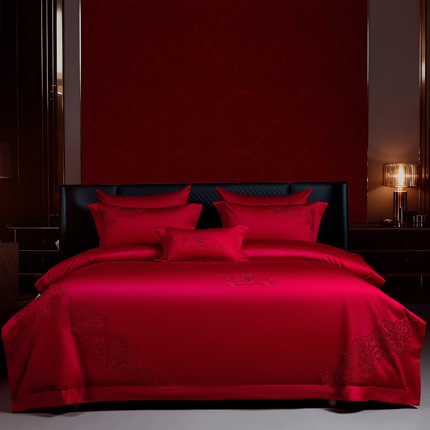 思辰高端简约婚庆四件套160S长绒棉床上用品大红色绣花陪嫁七件套,床上用品,婚庆床品套件,淘宝优惠券,粉丝福利购,淘宝优惠卷