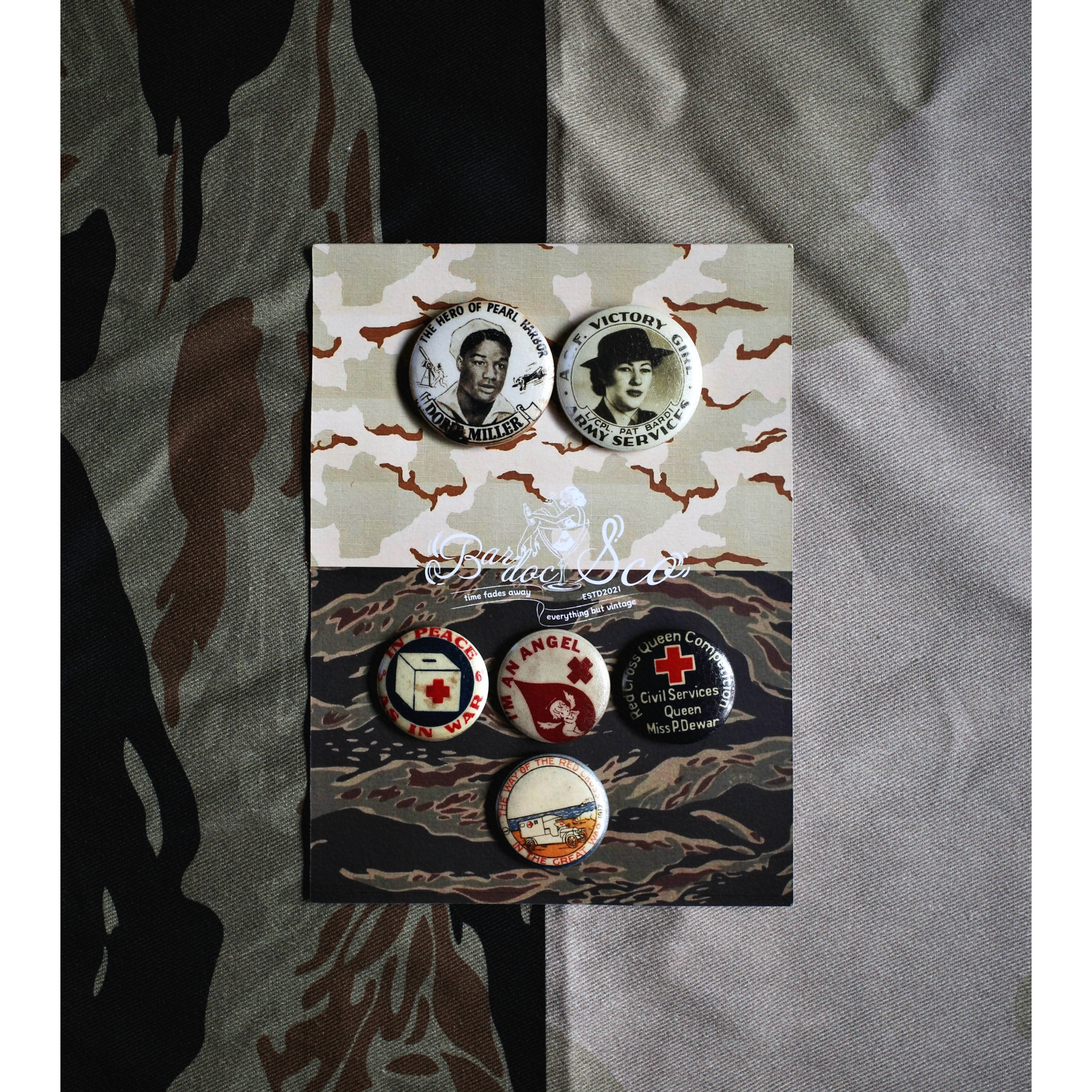 Bardoc 30s-50s WWII Vintage Pinback 军事胸针徽章别针马口贴