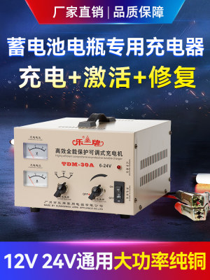 定制乐牌汽车电瓶充电器12V24V大功率纯铜智能自动修复通用电池充