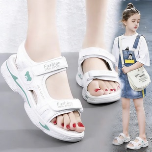 小黄鸭女童凉鞋2025夏季儿童运动沙滩鞋真皮女孩夏天大童女鞋41码