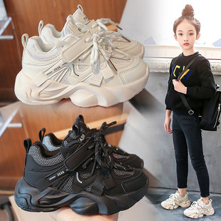 小黄鸭女童鞋子老爹鞋2026新款春季耐脏儿童运动鞋女孩跑步小白鞋