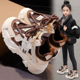 小黄鸭女童鞋子秋季2025儿童运动老爹鞋耐脏女孩跑鞋透气网面秋鞋