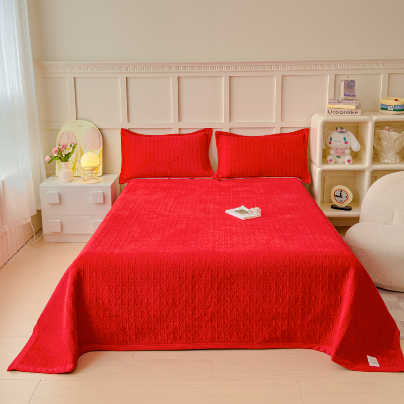 加厚床盖夹棉床盖婚床铺单子