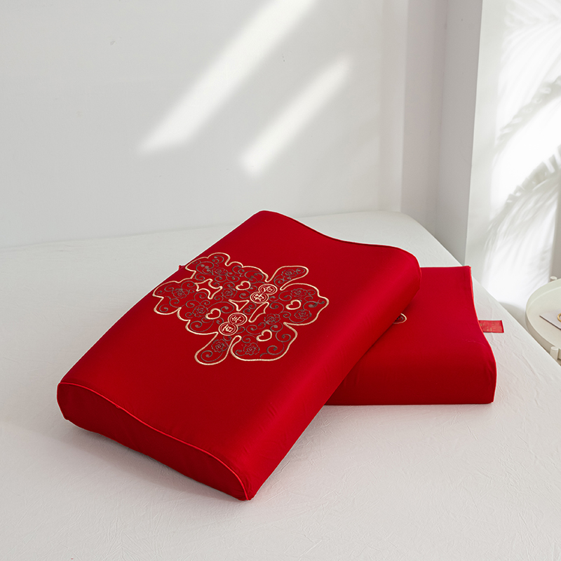 婚庆刺绣乳胶枕喜庆时刻