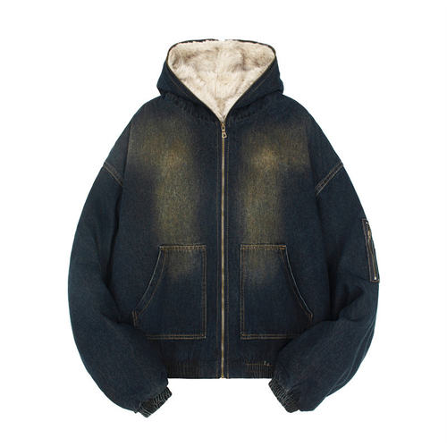 拉夏贝尔美式羊羔绒加厚棉服男士