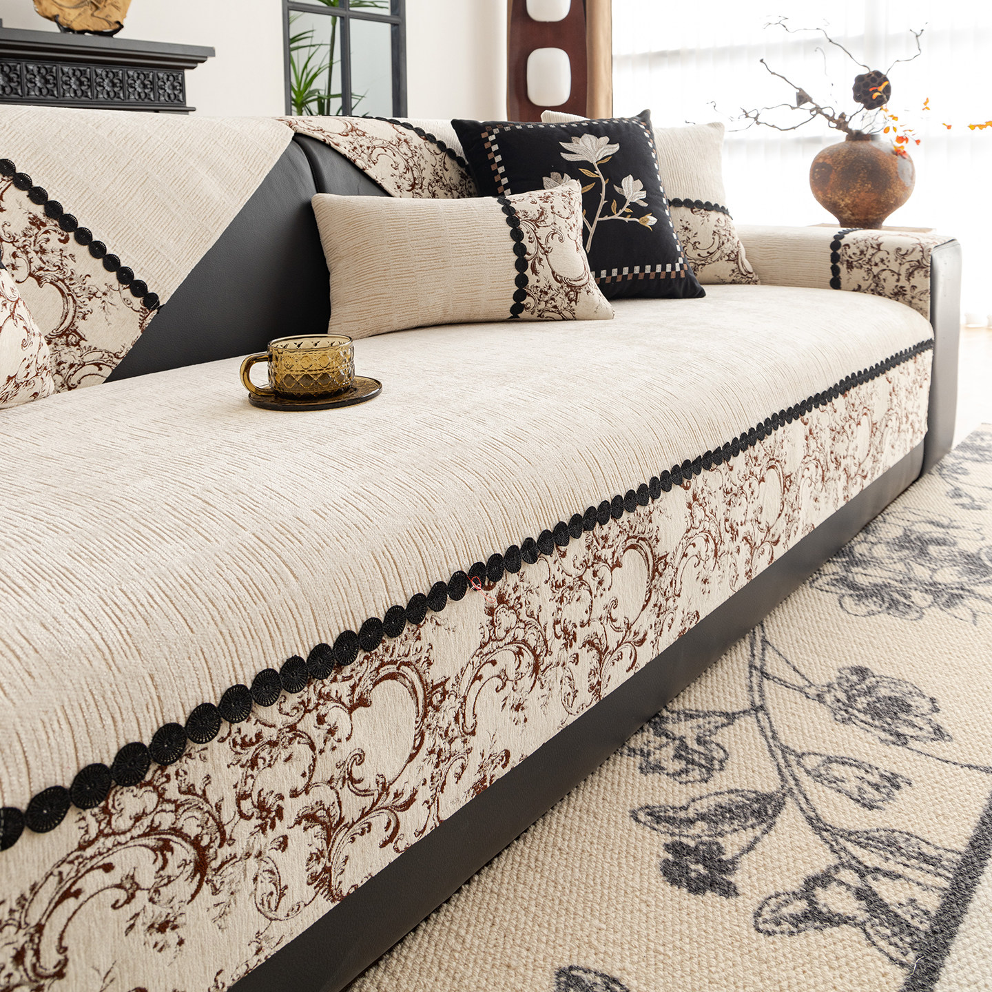 新中式沙发垫轻奢高级感法式复古沙发套罩2026新款防滑盖布坐垫