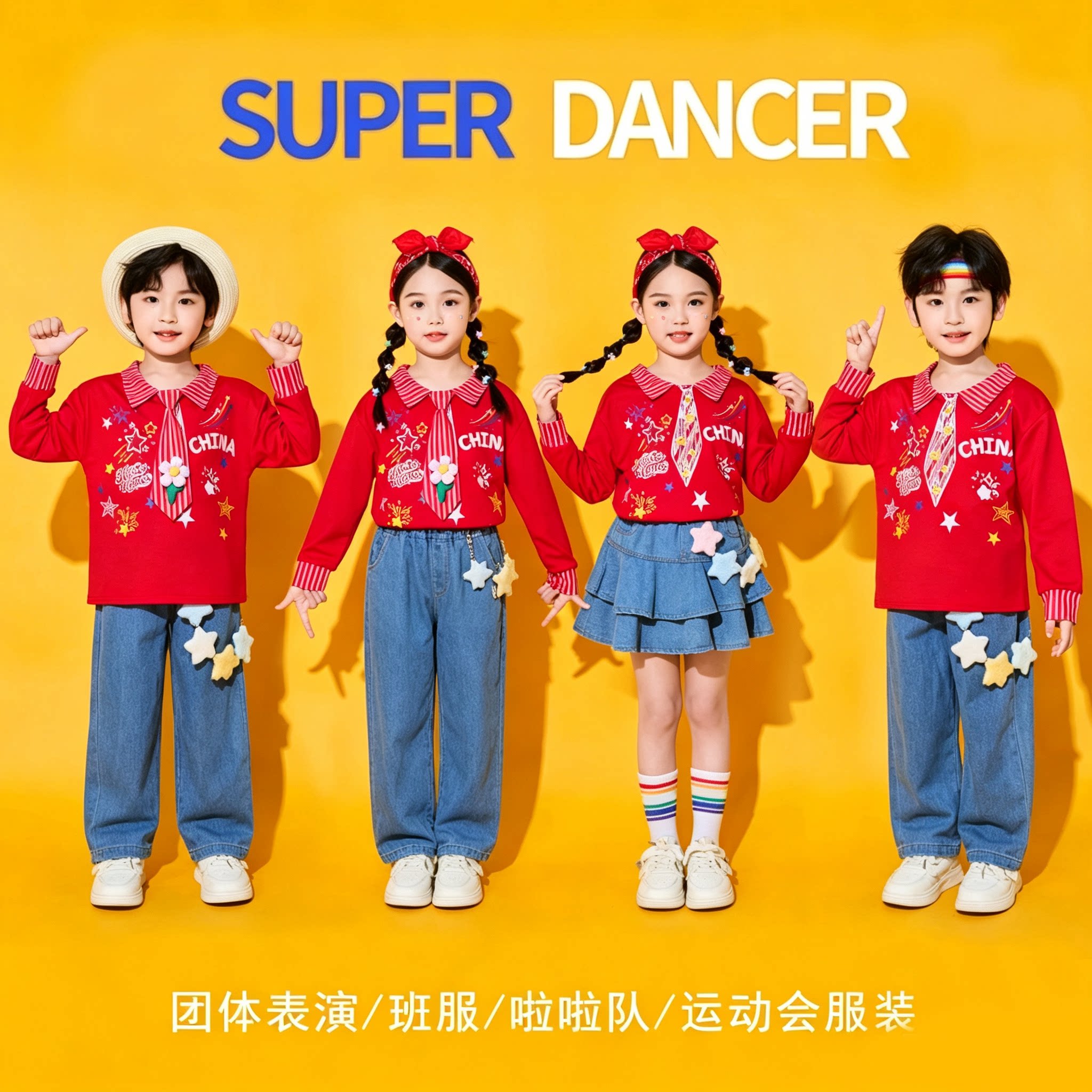 喜庆儿童合唱啦啦队演出服