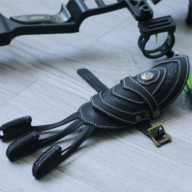 射箭弓箭护指护具传统光弓美猎反曲护指牛皮手工三指套地中海护指