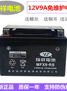 裕祥摩托车电瓶YTX9-BS黄龙600/300光阳250GW25012V9A电池