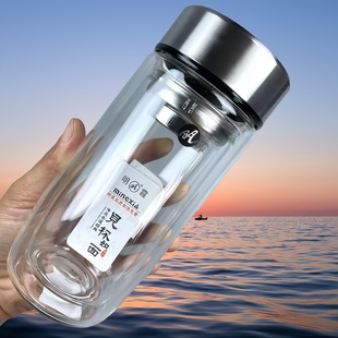 明霞双层鹅蛋杯茶杯印logo水杯大肚杯玻璃杯广告杯印字大容量定制