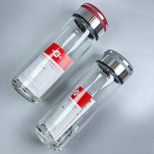 明霞3519单层钢盖玻璃泡茶水杯子商务定制logo订做印字小礼品车载