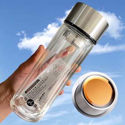 明霞双层玻璃杯企业定制印字logo