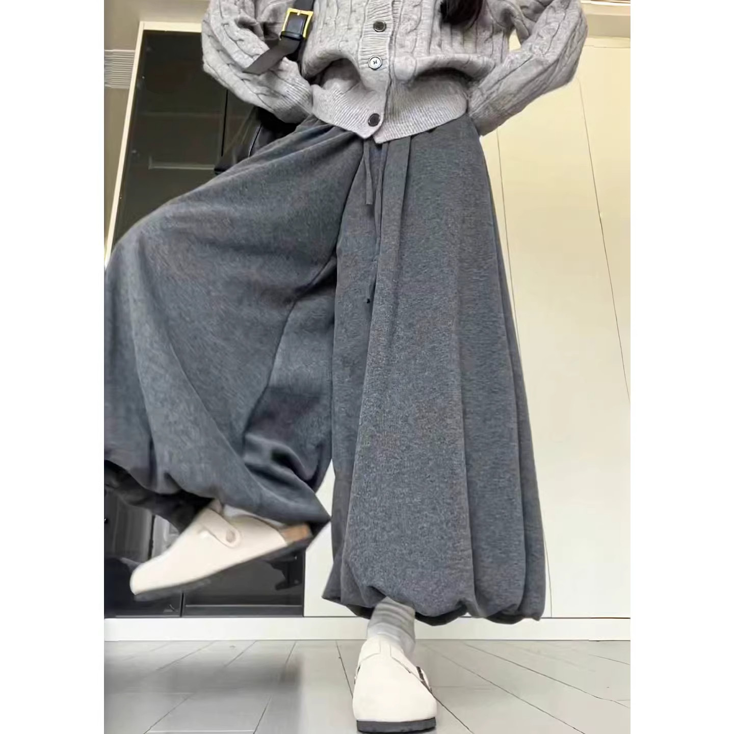 慵懒风糯米花苞裙裤女垂感阔腿