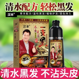 汉丰冬虫夏草一支黑天然染发膏一洗泡泡黑植物洗发水纯染发剂正品