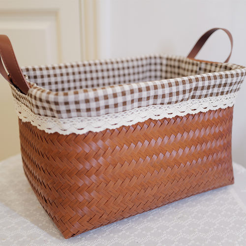 轻奢美式编织收纳筐脏衣服篮仿藤编手洗衣桶零食玩具脏衣篓带内衬