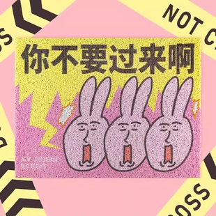 粉红兔子myfriend原创丝圈地垫房间卧室大门可爱沙雕家用门垫脚垫