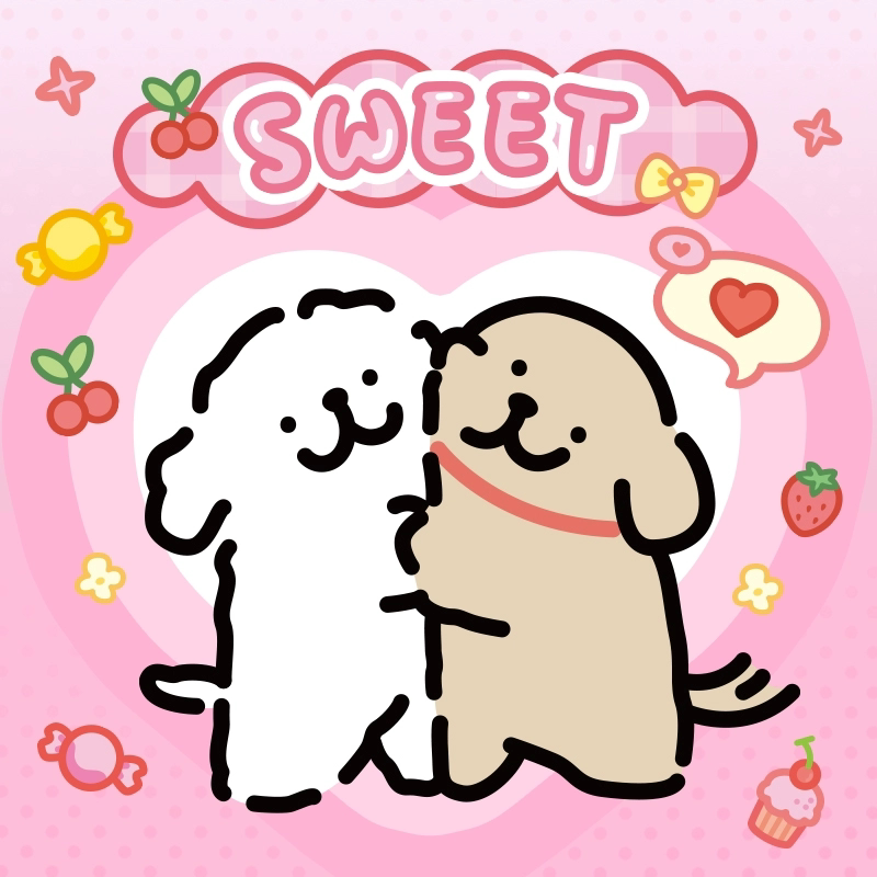 线条小狗maltese情侣情人节微信vx红包封面520红包皮肤原创序列号