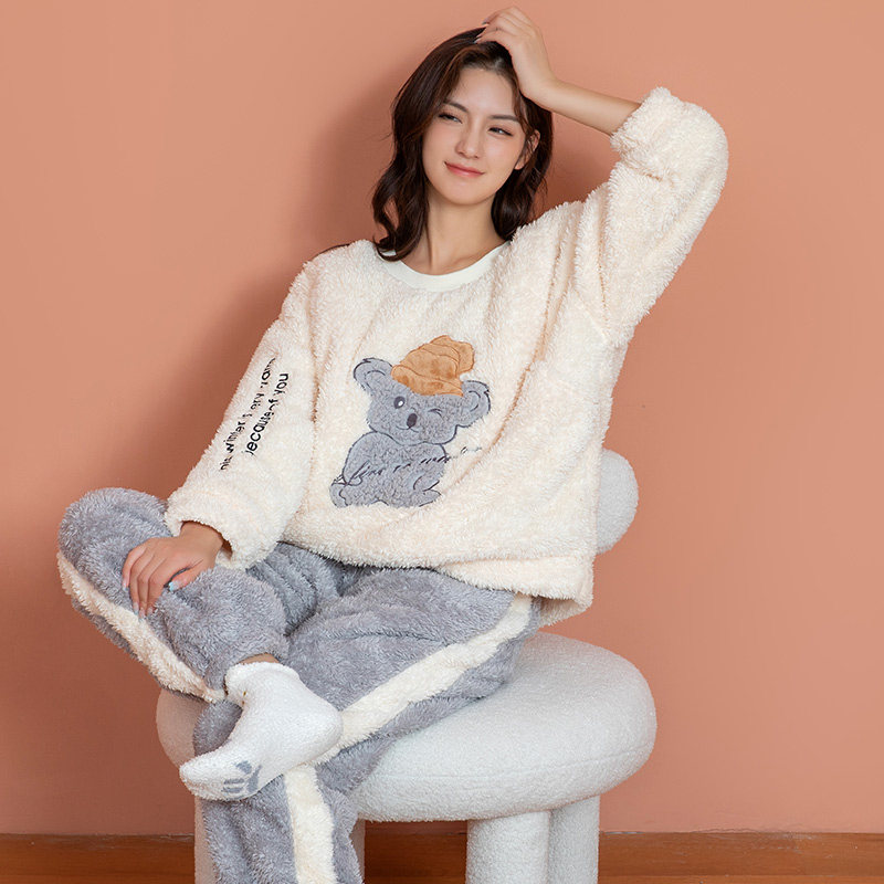 孕妇睡衣秋冬季珊瑚绒月子服12月份产后哺乳加绒加厚女怀孕期喂奶