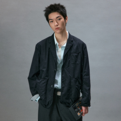 化学制品 悠长假期 濑名的春日麻感西服 J15_BLK_TAILOREDJACKET