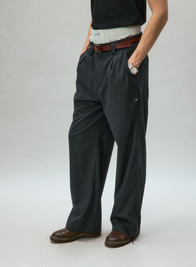 化学制品 皮特的复古条纹直筒西裤 P4_DGY_TAILOREDTROUSERS
