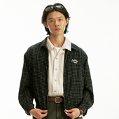 化学制品 气质满分小格纹哈灵顿夹克 J2_BLK_HARRINGTONJACKET