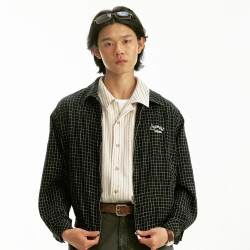 化学制品 气质满分小格纹哈灵顿夹克 J2_BLK_HARRINGTONJACKET