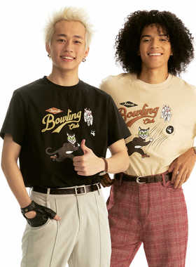 化学制品 保龄球俱乐部 文化衫T恤 T2_BLK/KHI_TSHIRT_220G