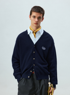 化学制品 俱乐部V领薄针织开衫  K1_NVY_KNIT