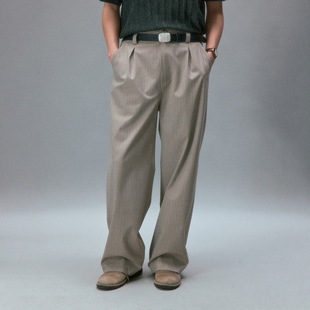 P4_CRM_TAILOREDTROUSERS 复古条纹直筒西裤 化学制品 皮特