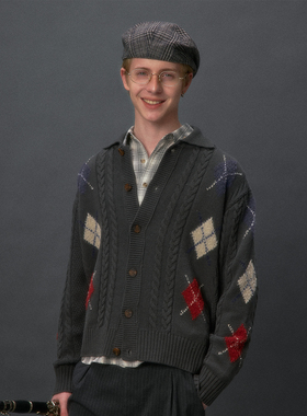 化学制品 菱形格针织开衫  K1_DGY_CFE_SWEATER