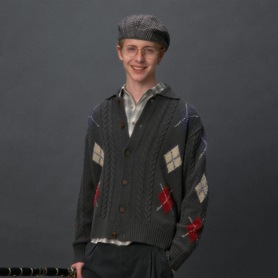 化学制品 菱形格针织开衫  K1_DGY_CFE_SWEATER