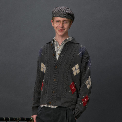 化学制品 菱形格针织开衫  K1_DGY_CFE_SWEATER