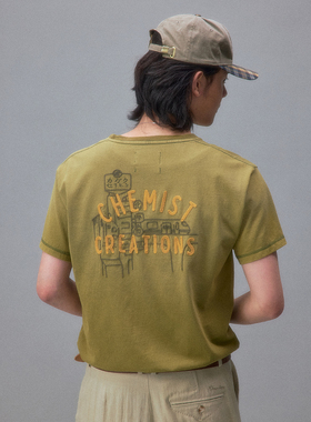 化学制品 昭和都会刺绣logoT恤  T1_GRN/CRM_TSHIRT_160G