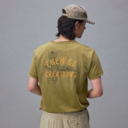 化学制品 昭和都会刺绣logoT恤  T1_GRN/CRM_TSHIRT_160G