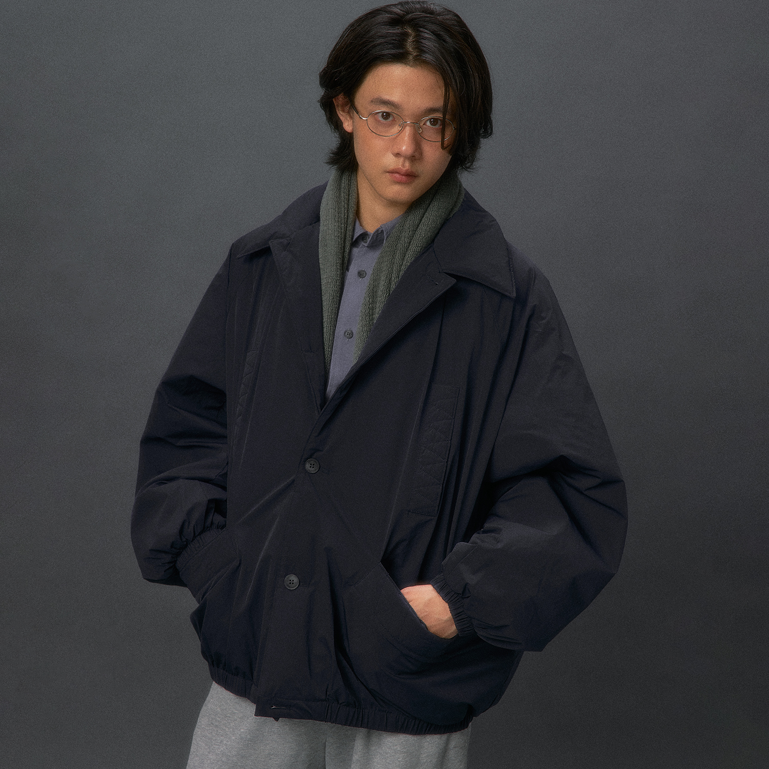 化学制品 棉被一样的大廓形棉夹克J3_NVY_OLV_QUILTEDJACKET