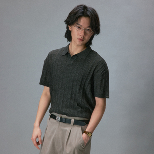 化学制品 条纹针织Polo衫 S4_DGY LGY_POLO 木村拓哉